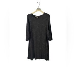 Dalia black & white marled 3/4 sleeve knee length a line dress